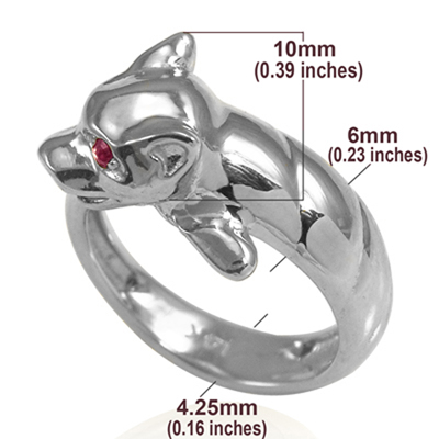14k Solid White Gold with Genuine Burma Ruby Cat Head Ring