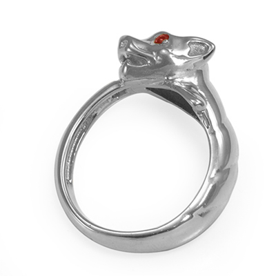 14k Solid White Gold with Genuine Burma Ruby Cat Head Ring