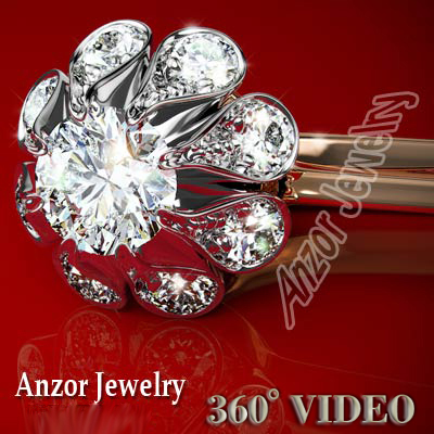 14k Rose and White Gold Genuine Diamond Earrings Russian style Such Earrings was a Dream of Every Woman in USSR