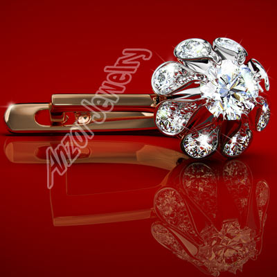 14k Rose and White Gold Genuine Diamond Earrings Russian style Such Earrings was a Dream of Every Woman in USSR