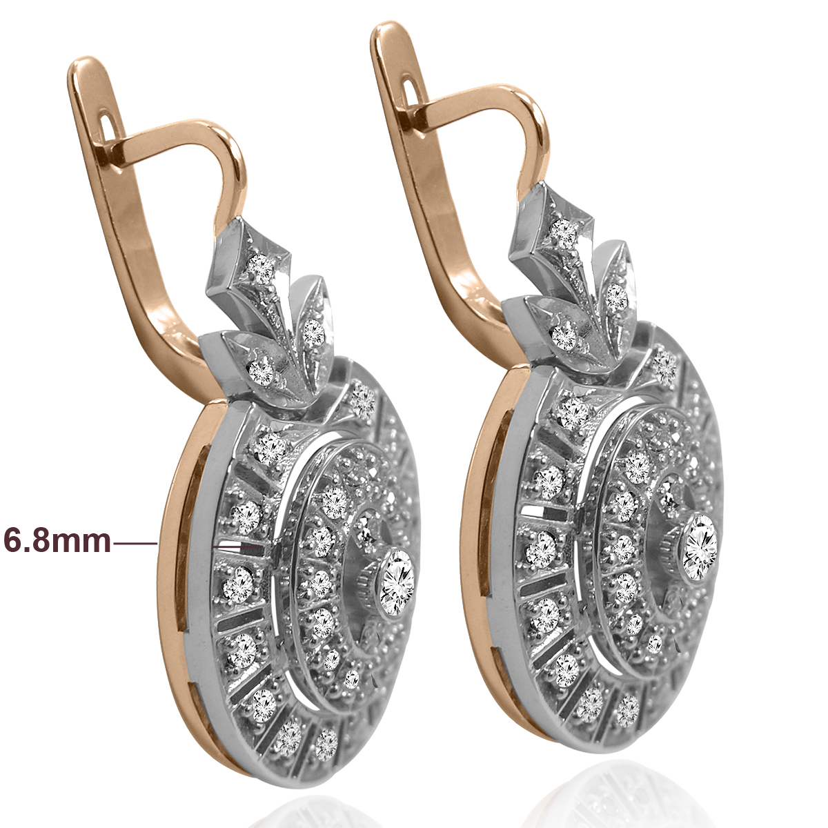 14K Rose & White Gold Genuine 2.30 Carats Diamond Russian Style Earrings E1411 14K Rose & White Gold Genuine 2.30 Carats Diamond Russian Style Earrings E1411