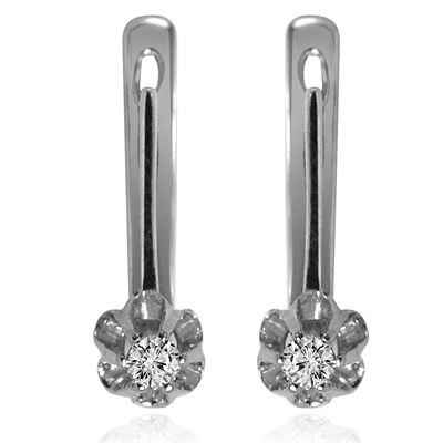 Russian Style Diamond Earrings 585 White Gold .24 ct #E1418