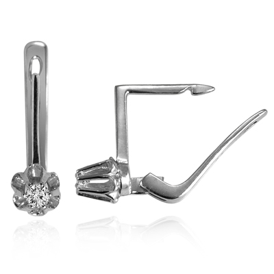 Russian Style Diamond Earrings 585 White Gold .24 ct #E1418