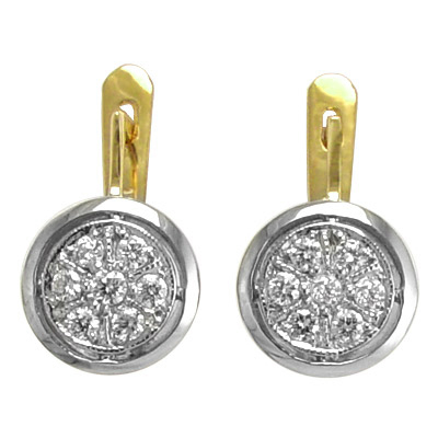 Russian Style Diamond Earrings 14k Yellow Gold 585