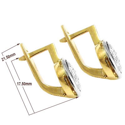 Russian Style Diamond Earrings 14k Yellow Gold 585