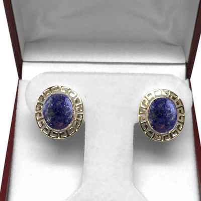 14k Solid Yellow Gold Genuine Oval Blue Lapis Earrings 14k Solid Yellow Gold Genuine Oval Blue Lapis Earrings