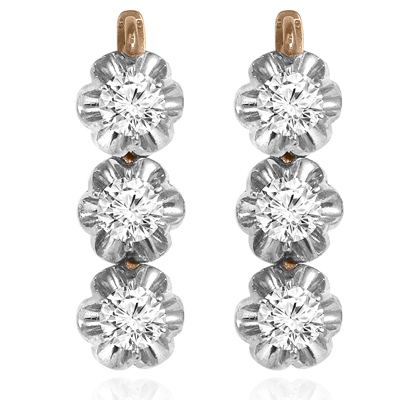 14k Solid Rose & White Gold Genuine 3.12 ct Diamond Earrings