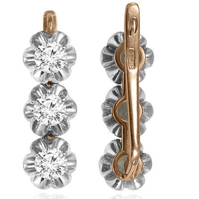 14k Solid Rose & White Gold Genuine 3.12 ct Diamond Earrings