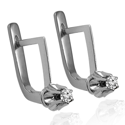 Russian Style Diamond Earrings 585 White Gold