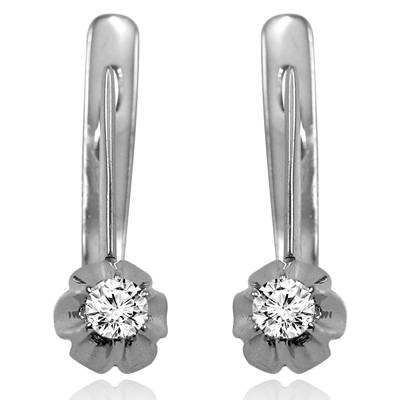 Russian Style Diamond Earrings 585 White Gold