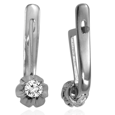 Russian Style Diamond Earrings 585 White Gold