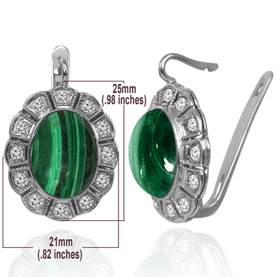 14k Solid Rose Gold Genuine Malachite Russian Style Earrings #R1553 14k Solid Rose Gold Genuine Malachite Russian Style Earrings #R1553