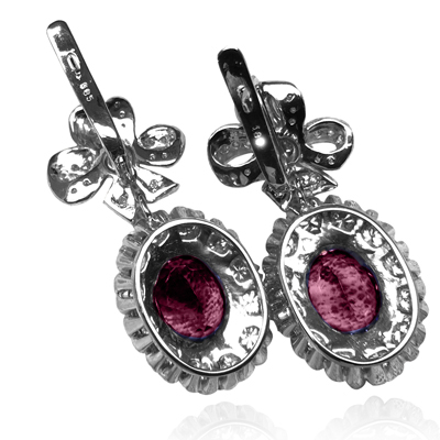 14k Solid White Gold Genuine Ruby & Diamond Vintage Russian Style earrings 14k Solid White Gold Genuine Ruby & Diamond Vintage Russian Style earrings