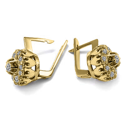 Old Russian Style Malinka Diamond Earrings 585