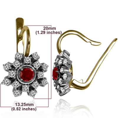 European Style Ruby & Diamond Earrings 14K European Style Ruby & Diamond Earrings 14K