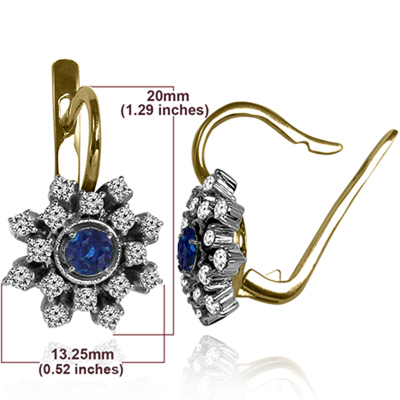 European Style Sapphire & Diamond Earrings 14K European Style Sapphire & Diamond Earrings 14K