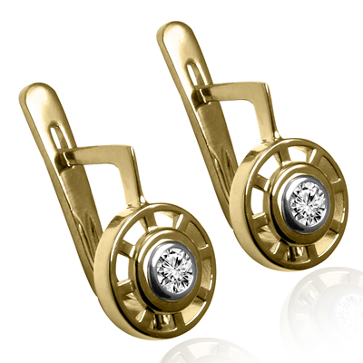 14K Gold Diamond European Style Earrings 14K Gold Diamond European Style Earrings