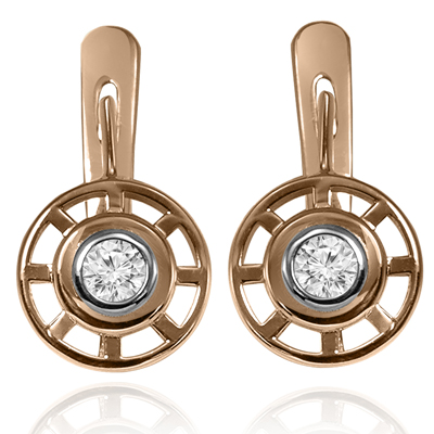 14K Gold Diamond European Style Earrings E1610 14K Gold Diamond European Style Earrings E1610