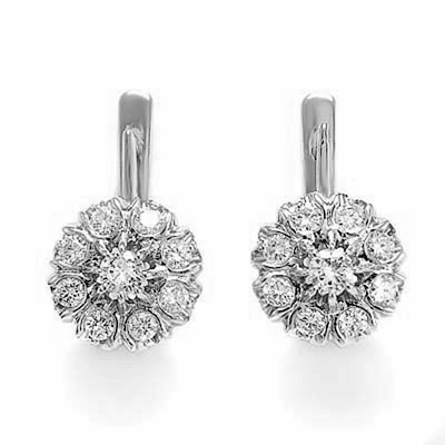 Russian Style Malinka Diamond Earrings Platinum