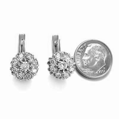 Russian Style Malinka Diamond Earrings Platinum