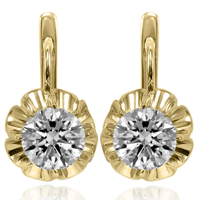 Russian Style Cubic Zirconia Earrings 585 Russian Style Cubic Zirconia Earrings 585
