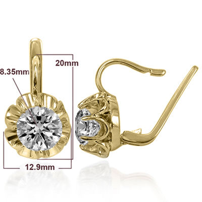 Russian Style Cubic Zirconia Earrings 585 Russian Style Cubic Zirconia Earrings 585
