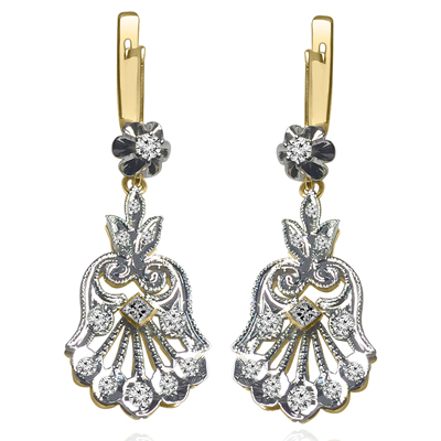 Genuine Diamond Russian Style earrings 585