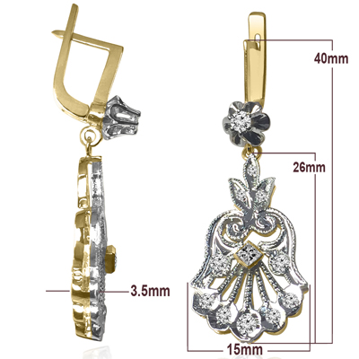Genuine Diamond Russian Style earrings 585