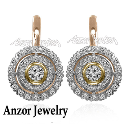 Russian Style Diamond Earrings 14K gold E1623