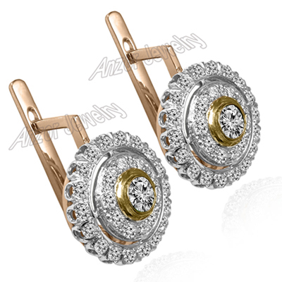 Russian Style Diamond Earrings 14K gold E1623