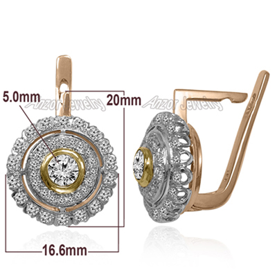 Russian Style Diamond Earrings 14K gold E1623