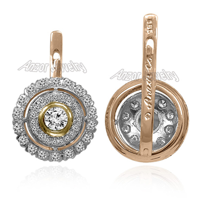Russian Style Diamond Earrings 14K gold E1623