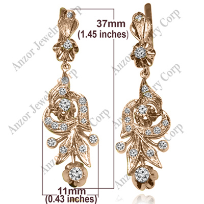Russian  Style Hanging Diamond Earrings 585