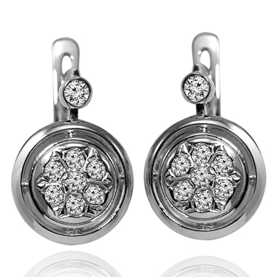 USSR Style Diamond Tarelka Earrings in 14k Gold