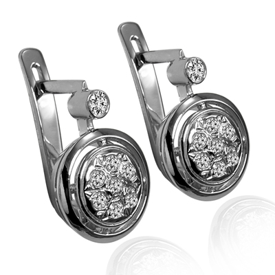 USSR Style Diamond Tarelka Earrings in 14k Gold
