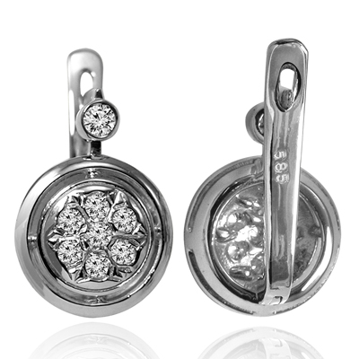 USSR Style Diamond Tarelka Earrings in 14k Gold