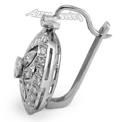 Russian style Diamonds Earrings 14K rose and white gold #1647 Russian style Diamonds Earrings 14K rose and white gold #1647