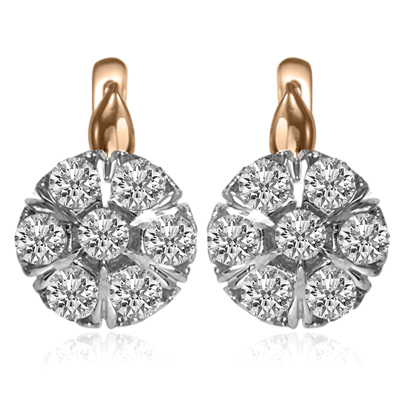 Russian Vintage Style malinka Genuine Topaz earrings 14k gold  #E1642