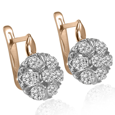 Russian Vintage Style malinka Genuine Topaz earrings 14k gold  #E1642