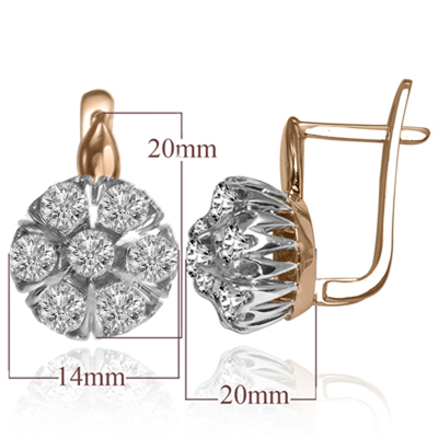 Russian Vintage Style malinka Genuine Topaz earrings 14k gold  #E1642