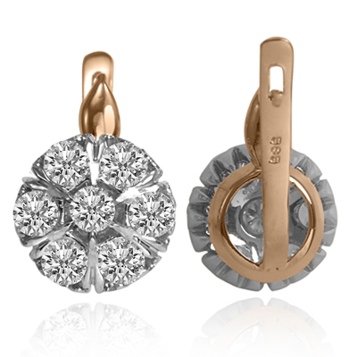 Russian Vintage Style malinka Genuine Topaz earrings 14k gold  #E1642