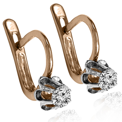 14k Rose white gold Diamond children's Earrings