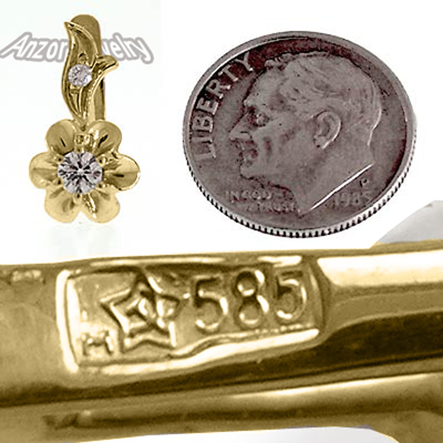 14k solid yellow Gold Diamond Russian style Earrings #E1673