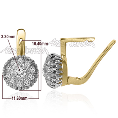 14k Solid Gold Diamond Malinka Russian style Earrings #E1677 14k Solid Gold Diamond Malinka Russian style Earrings #E1677