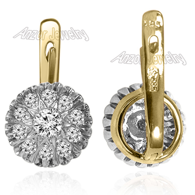 14k Solid Gold Diamond Malinka Russian style Earrings #E1677 14k Solid Gold Diamond Malinka Russian style Earrings #E1677