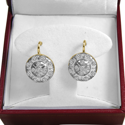 14k Gold Genuine Diamond Russian style Earrings #E1690 14k Gold Genuine Diamond Russian style Earrings #E1690