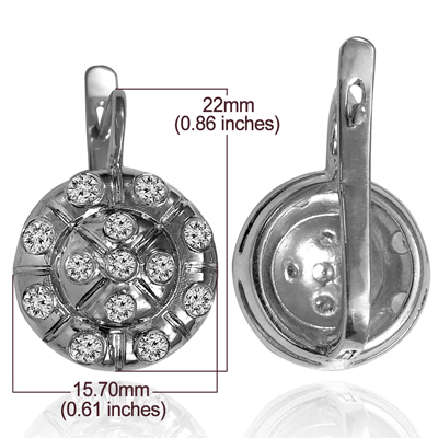 Cubic Zirconia Russian style Earrings in sterling Silver  925 #E1693 Cubic Zirconia Russian style Earrings in sterling Silver  925 #E1693