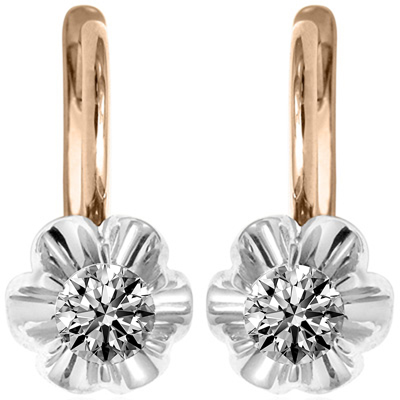 Russian Style Lab Grown Diamond Earrings 14k gold  1.00 cwt. #E1757
