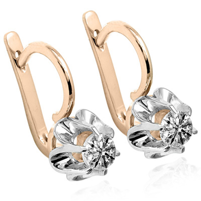 Russian Style Lab Grown Diamond Earrings 14k gold  1.00 cwt. #E1757