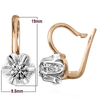 Russian Style Lab Grown Diamond Earrings 14k gold  1.00 cwt. #E1757